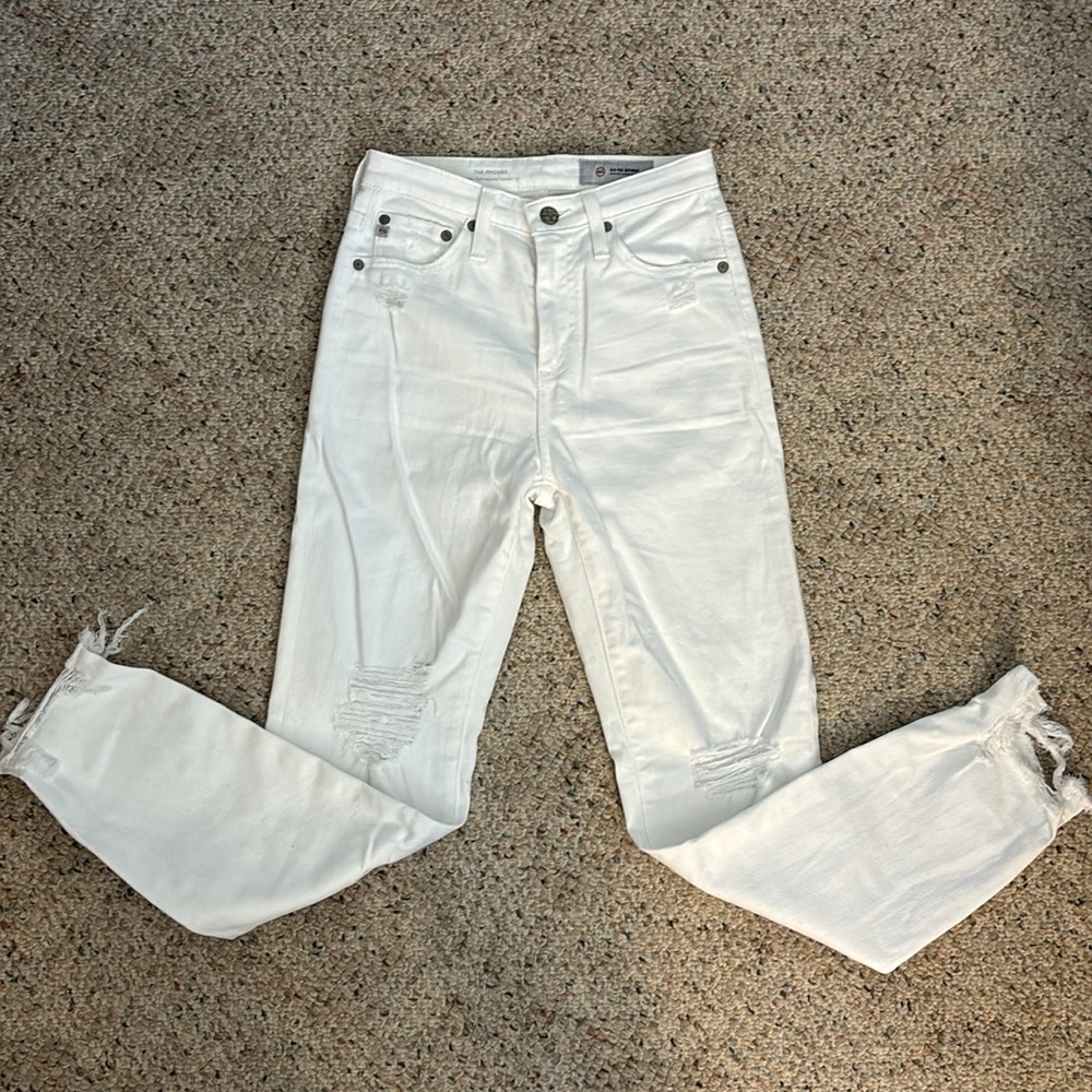 AG White High Waisted Tapered Leg Jeans - Picture 7 of 8